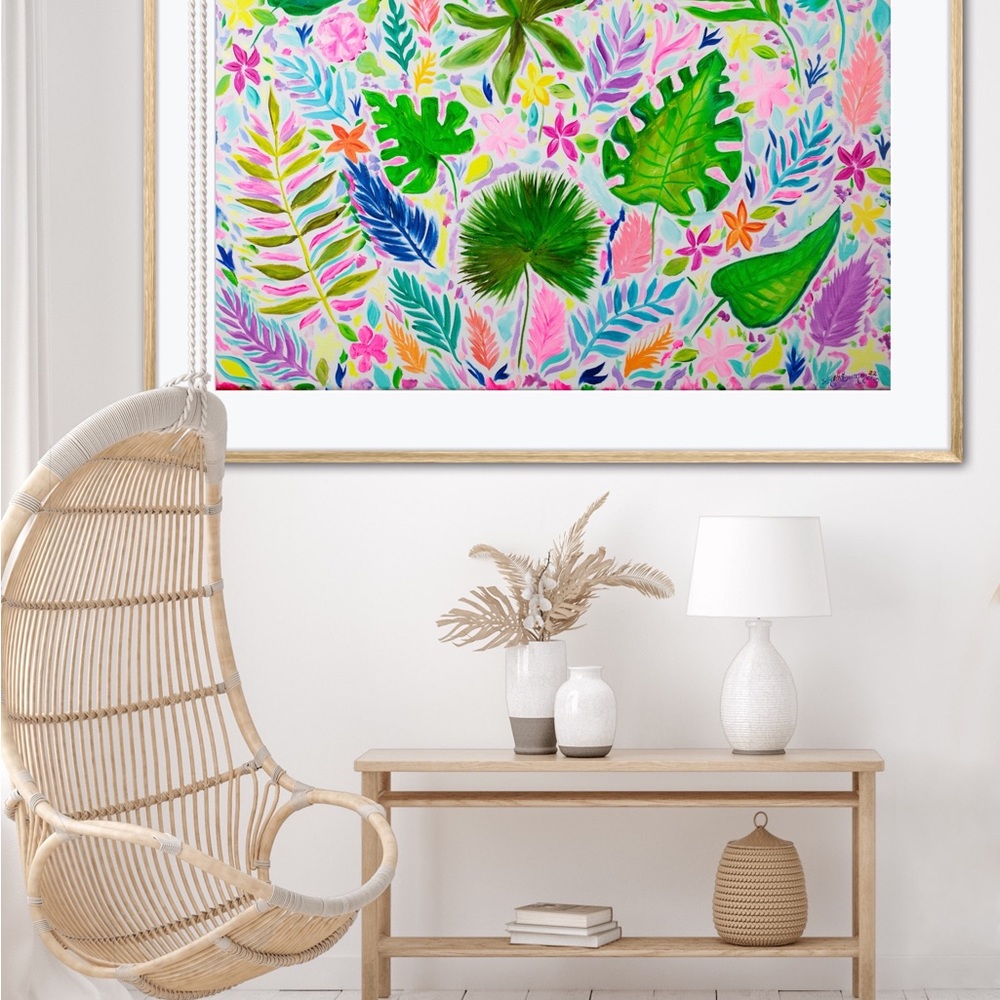 Palm Passion Tropical Plants Art Print Oil Painting botanical beach island decor - Picture 2 of 11